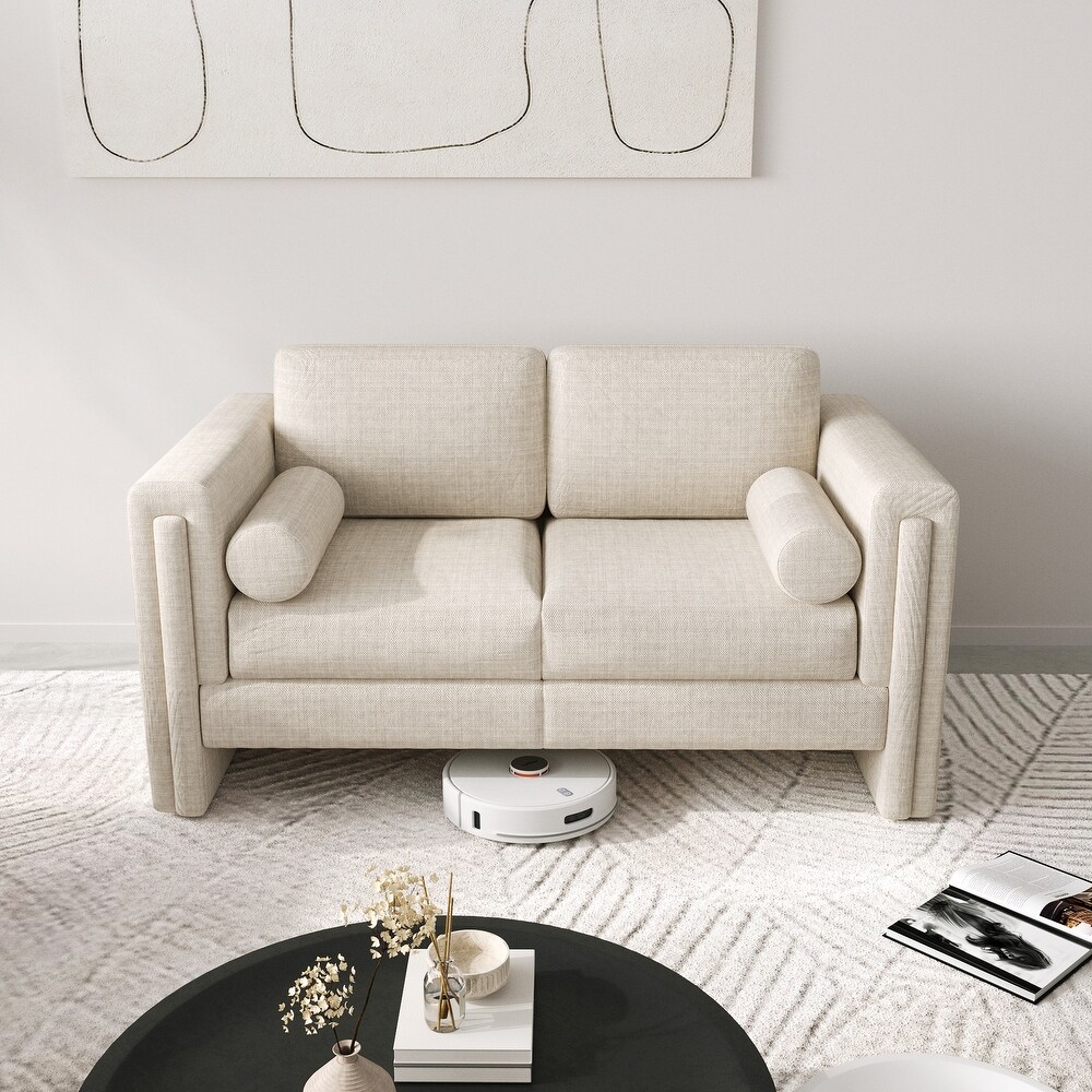 JASIWAY Modern Upholstered Sofa Loveseat with 2 Pillows