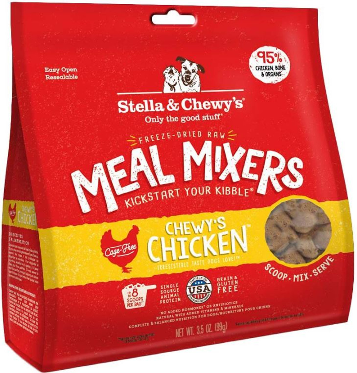 Stella and Chewy's Freeze-Dried Raw Chicken Meal Mixers Dog Food Topper， 3.5 Oz.