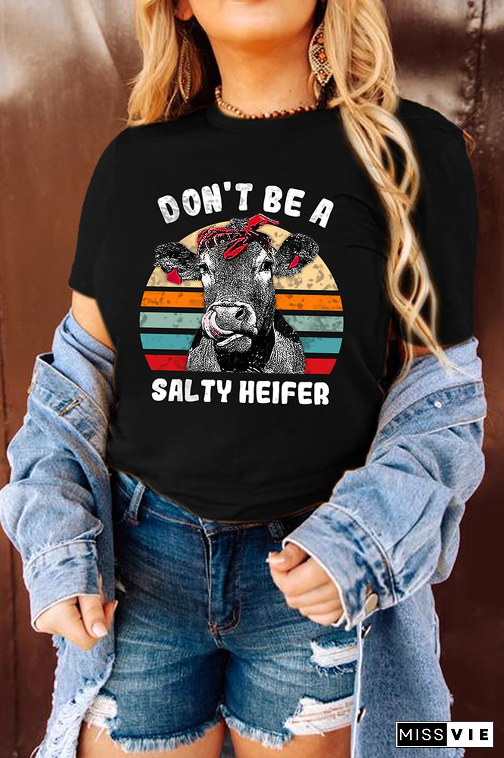 Don't Be A Salty Heifer Print Graphic Tees for Women Wholesale Short Sleeve T shirts Top