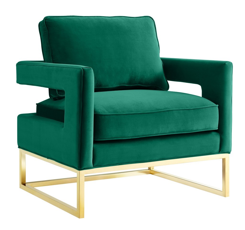 TOV Furniture Avery Forest Green Velvet Chair with brushed gold base - TOV Furniture TOV-S6304