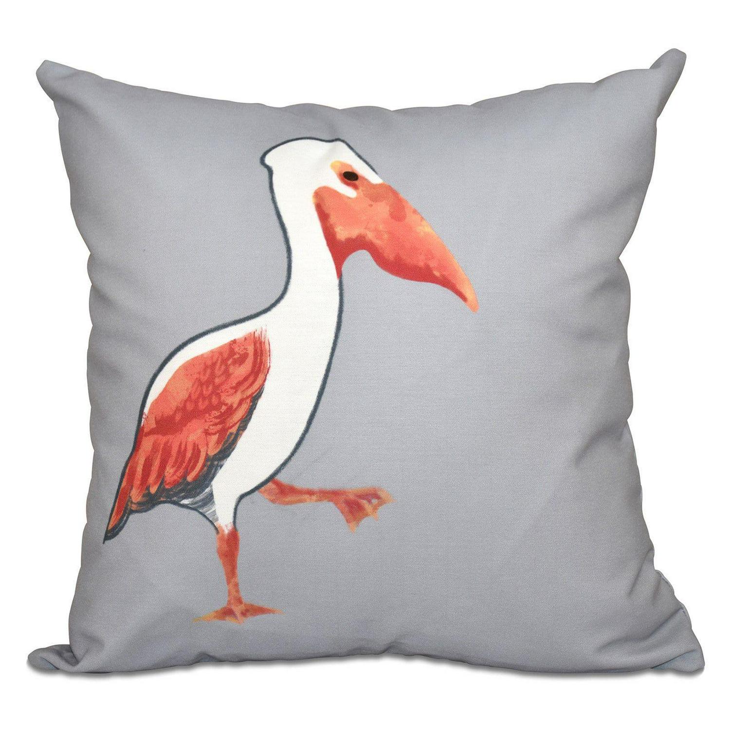 E by Design Beach Vacation Pelican March Print Outdoor Pillow