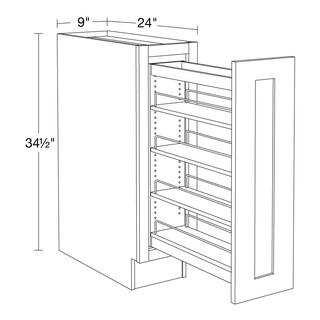 Home Decorators Collection Grayson Pearl Gray Plywood Shaker Stock Assembled Pantry Kitchen Cabinet Pullout 9 in. x 34.5 in. x 24 in. BPPO9-GPG