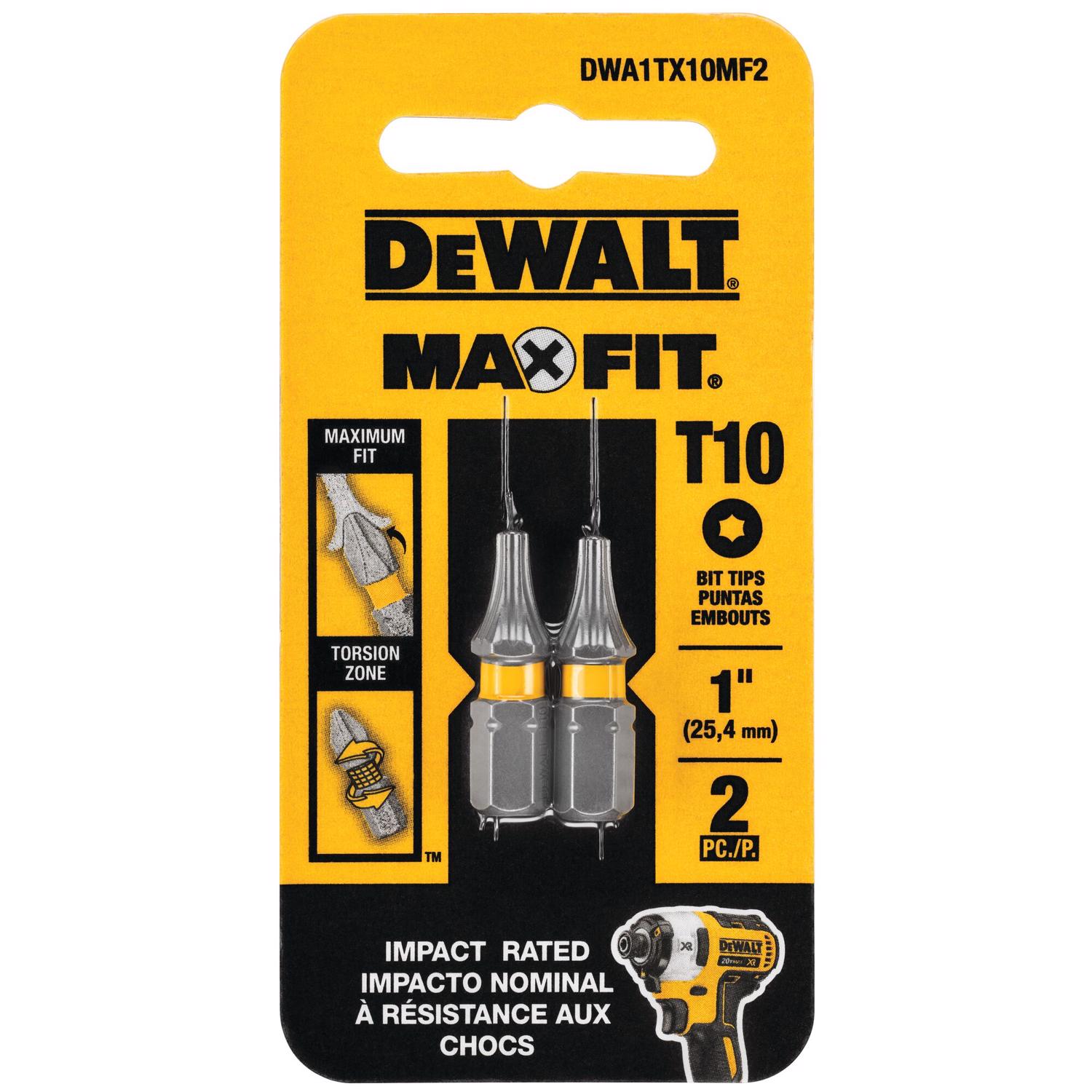 DW Max Fit Torx #10 X 1 in. L Screwdriver Bit Set Steel 2 pk