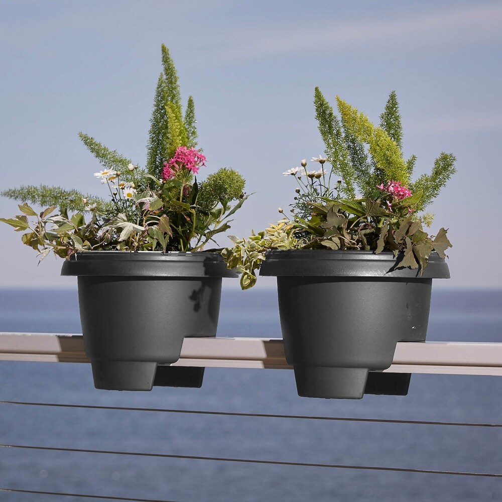 Bloem Modica Deck Rail Round Planter: 12\