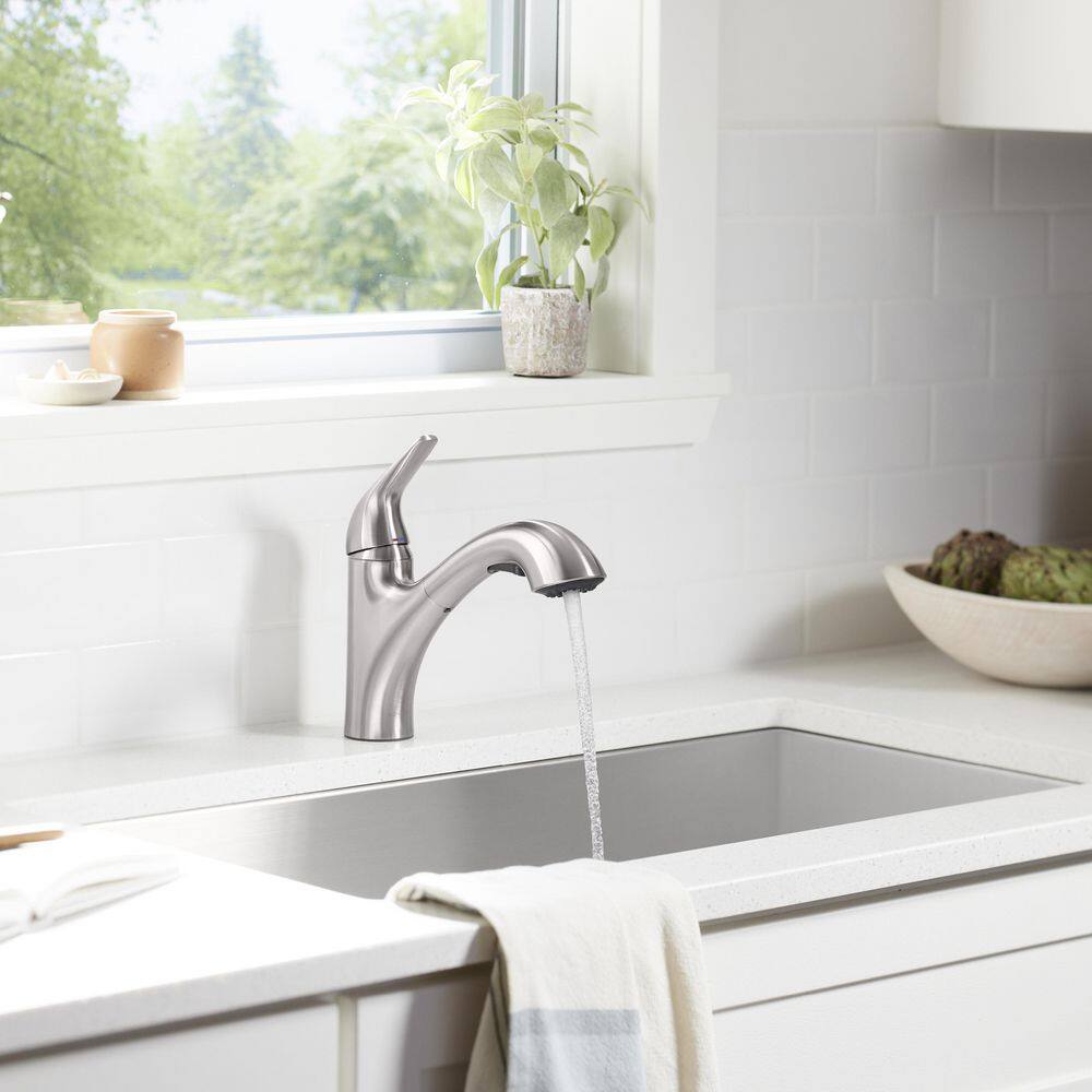 KOHLER Jolt Single Handle Standard Kitchen Faucet in Vibrant Stainless 30612-VS