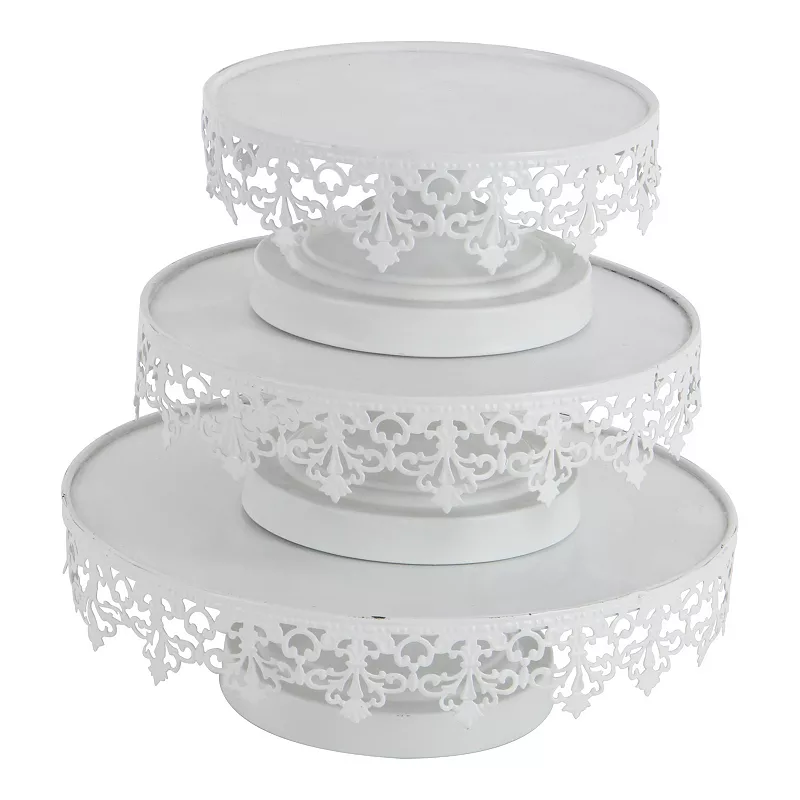 Stella and Eve Round White Decorative Stand Table Decor 3-piece Set