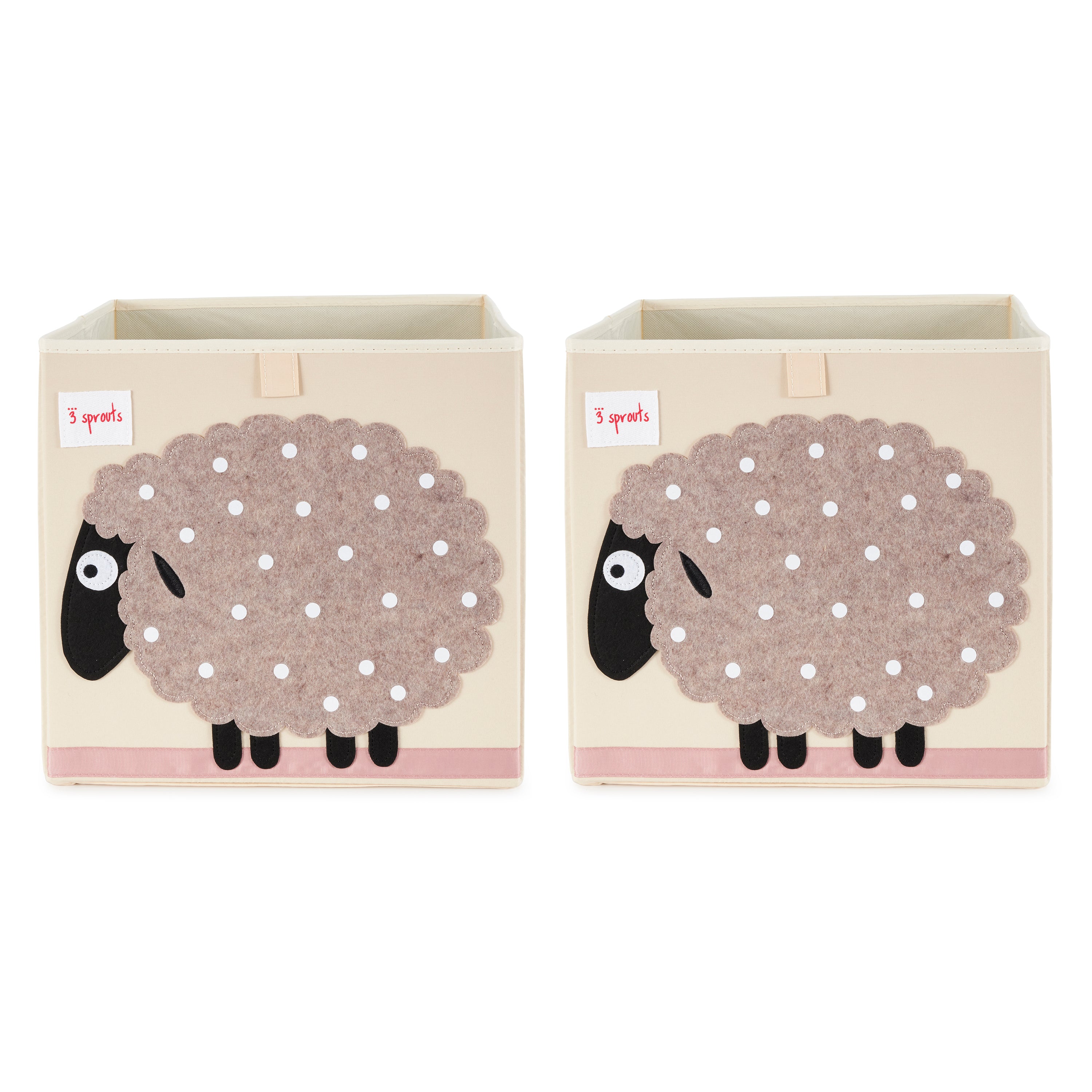 3 Sprouts Kids Childrens Foldable Fabric Storage Cube Bin Box, Sheep (2 Pack)