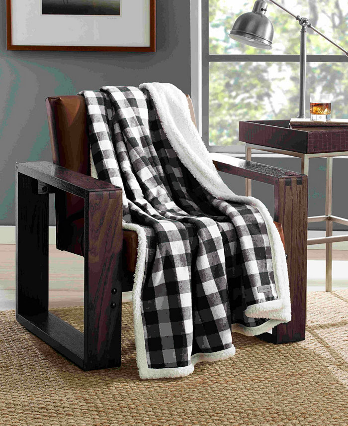 Eddie Bauer Ultra Soft Plush Fleece Reversible Throw Blanket， 60