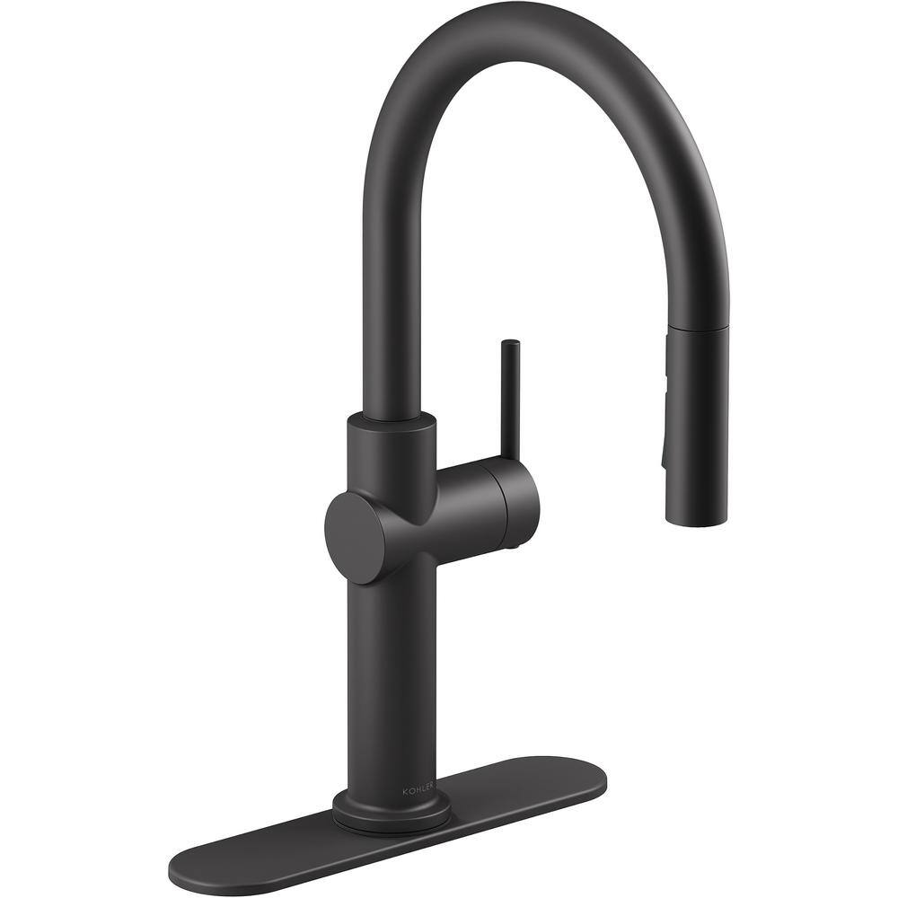 KOHLER Crue Single-Handle Pull-Down Sprayer Kitchen Faucet in Matte Black K-22972-BL