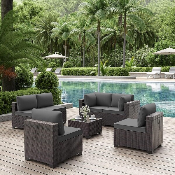 Kullavik 7Piece Rattan Patio Furniture Set Sofa