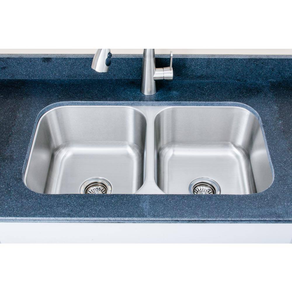 Wells The Craftsmen Series Undermount Stainless Steel 33 in. 5050 Double Bowl Kitchen Sink CMU3318-99