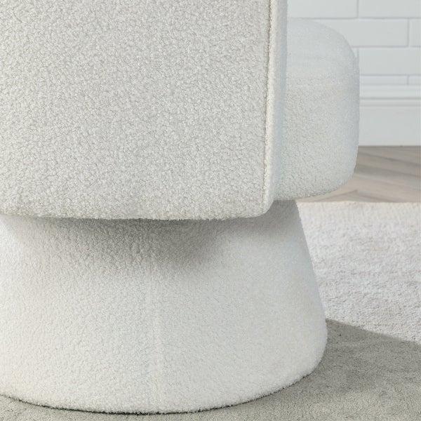 Modern Accent Swivel Chair in Teddy Fabric with Deep Channel Tufting - 29