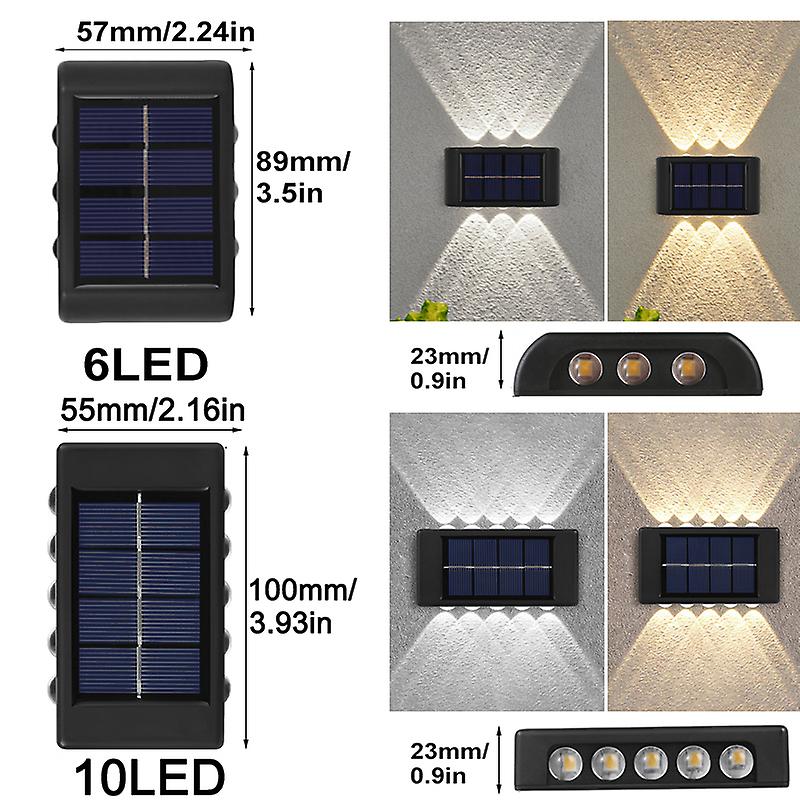 2led Solar Wall Lights Outdoor Waterproof Security Led Lighting For Garden Yard Fence Decor Lamps