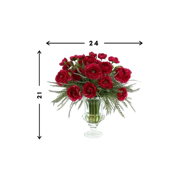 Ranunculus Floral Arrangement in Glass Pedestal Vase