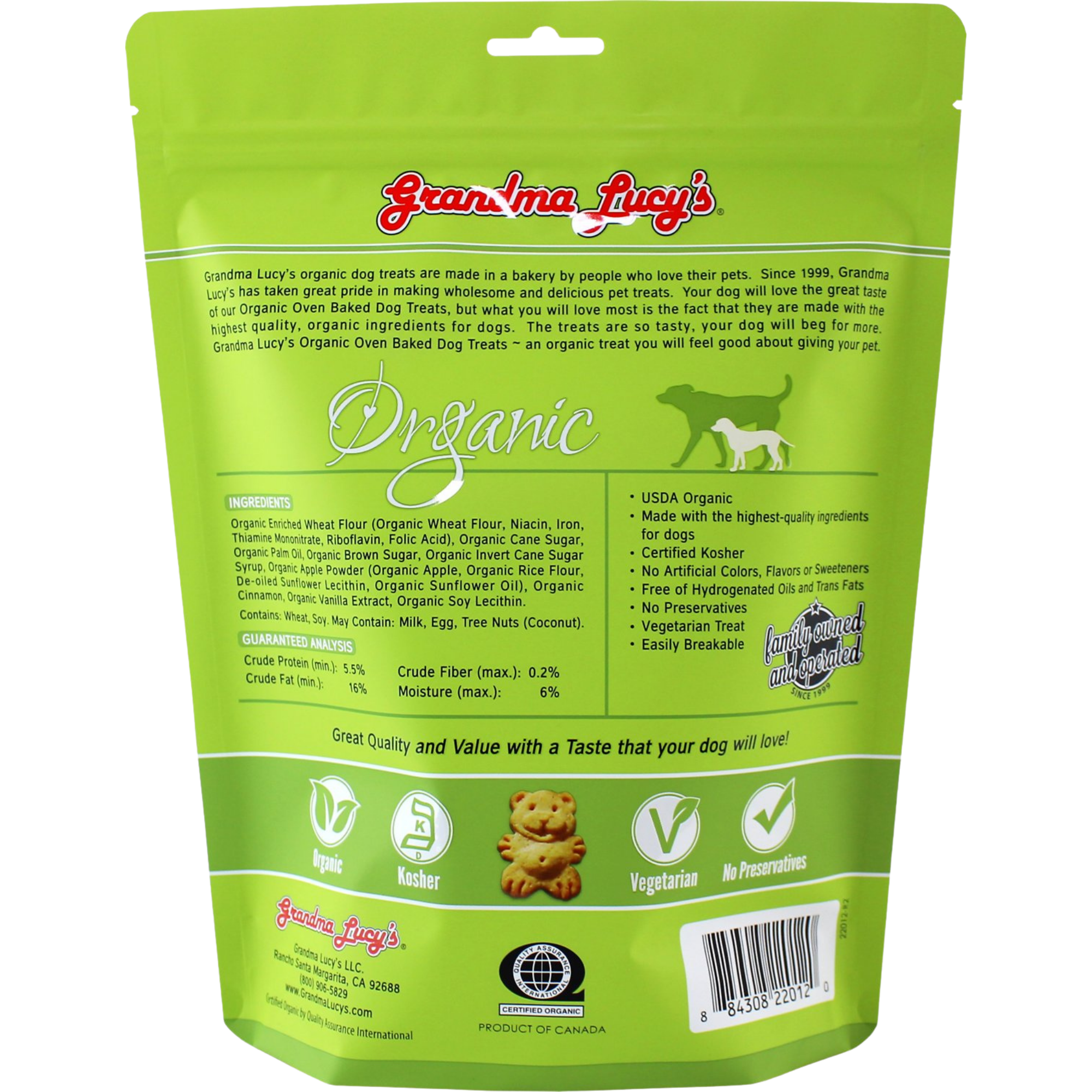 Grandma Lucy's Organic Apple Oven Baked Dog Treats， 14-oz bag