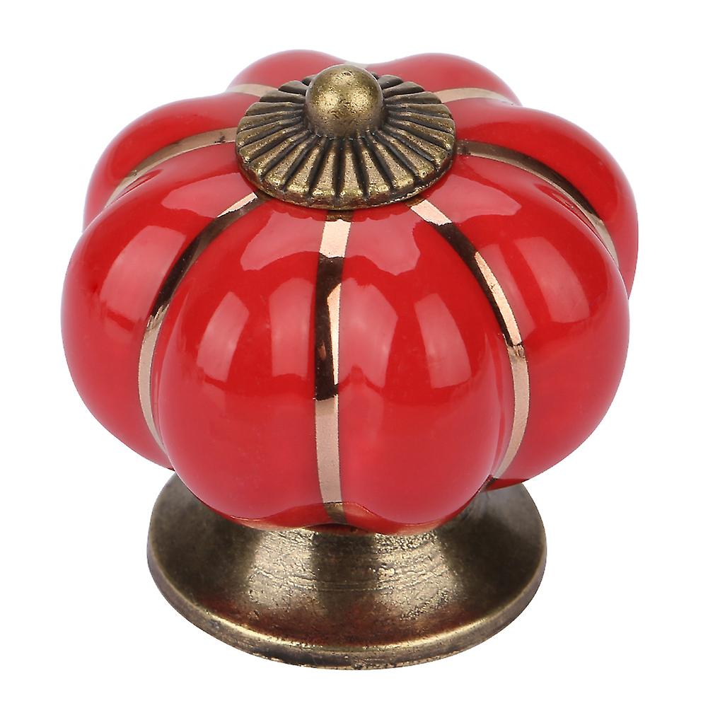 Ceramic Pumpkin Knobs European Style Handle Pull For Room Cabinet Drawer Furniture (red)