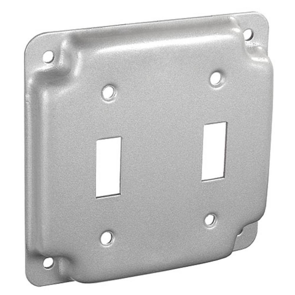 Southwire 4 in. Steel Metallic Square Cover 12 in Raised 2-Toggle (1-Pack) G1936-UPC