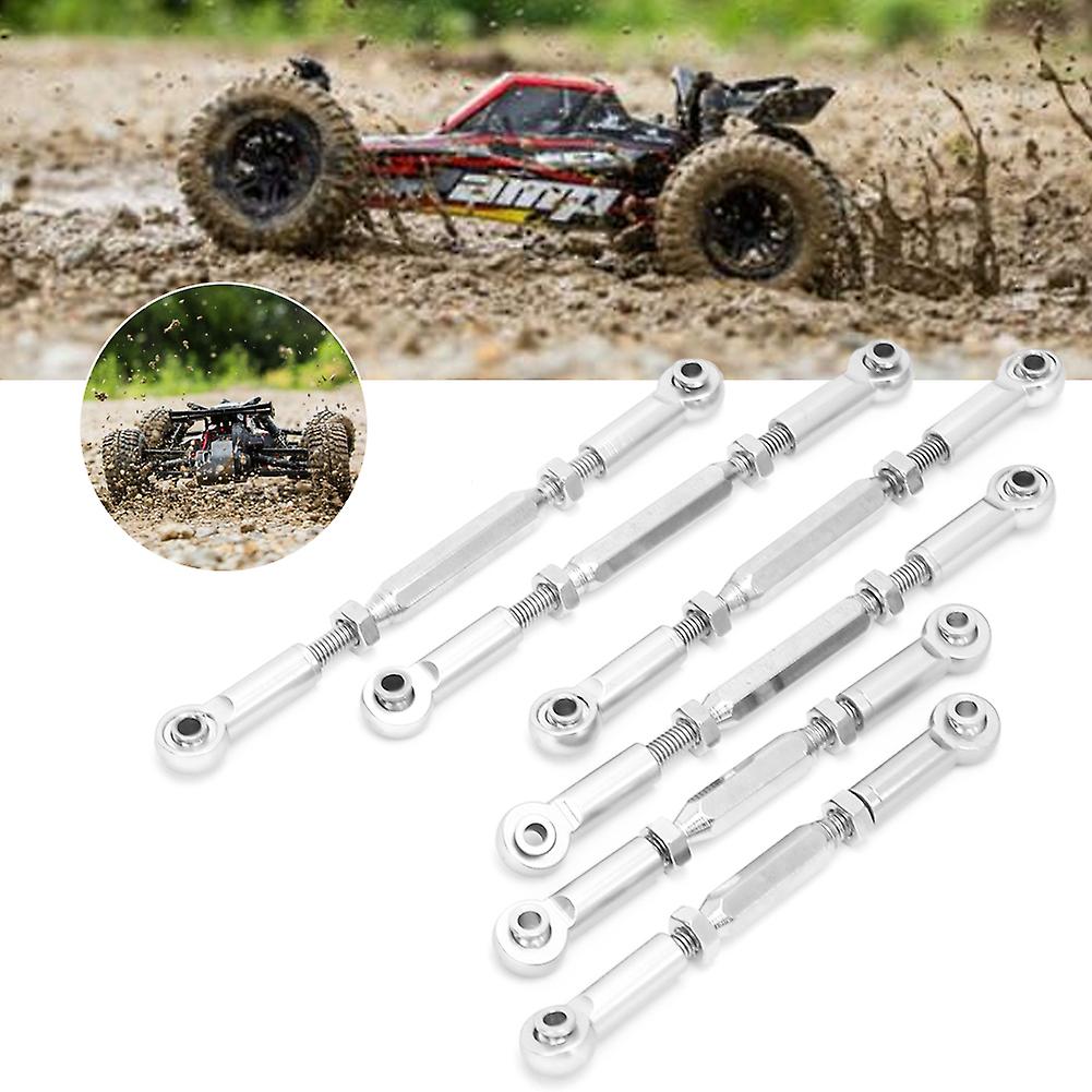 6pcs Rc Car Pull Rod Set Upgraded Accessories Fit For Ecx 1/10 2wd Rc Hobby Carsilver For Ecx1046s