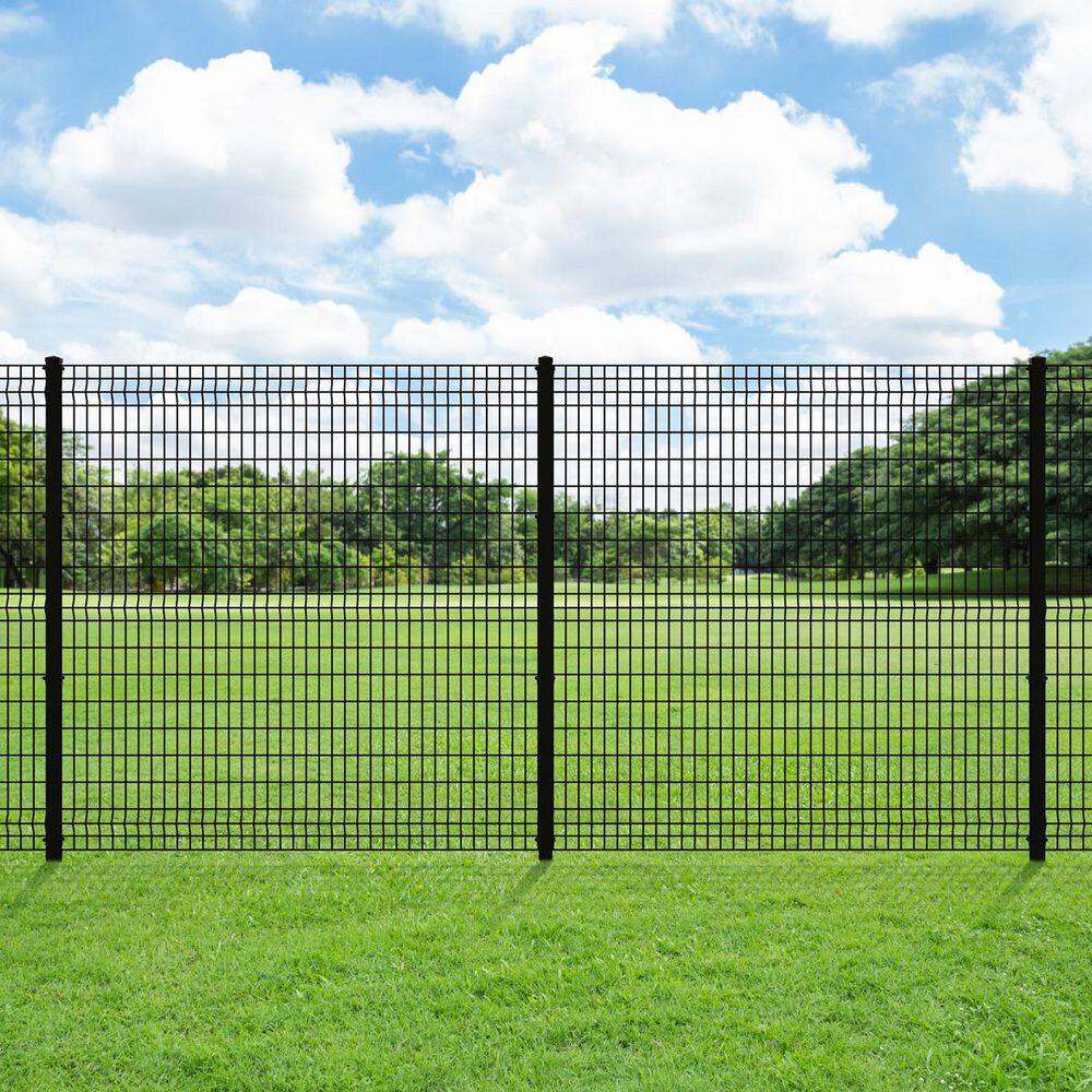 FORGERIGHT 98 in. x 6 ft. H Deco Grid Black Steel Post with Cap 868059