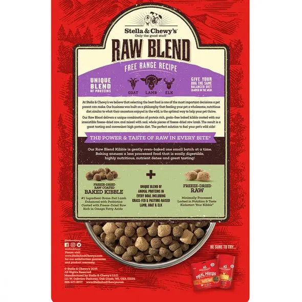 Stella and Chewy Raw Blend Kibble Free Range Recipe Dry Dog Food;