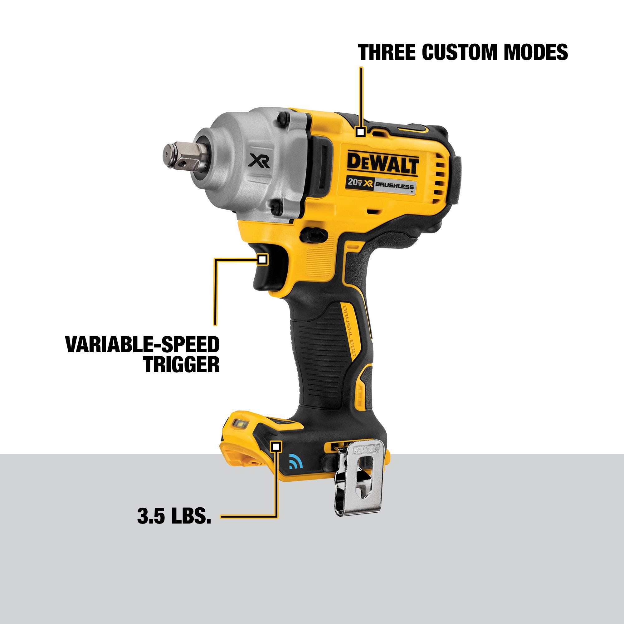 DEWALT DCF896HB 20-Volt MAX XR Cordless Brushless 1/2 in. Mid-Range Impact Wrench with Hog Ring Anvil and Tool Connect (Tool-Only)