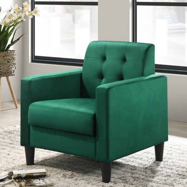 Button Tufted Velvet Upholstered Accent Chair and End Table Living Room Set - 28