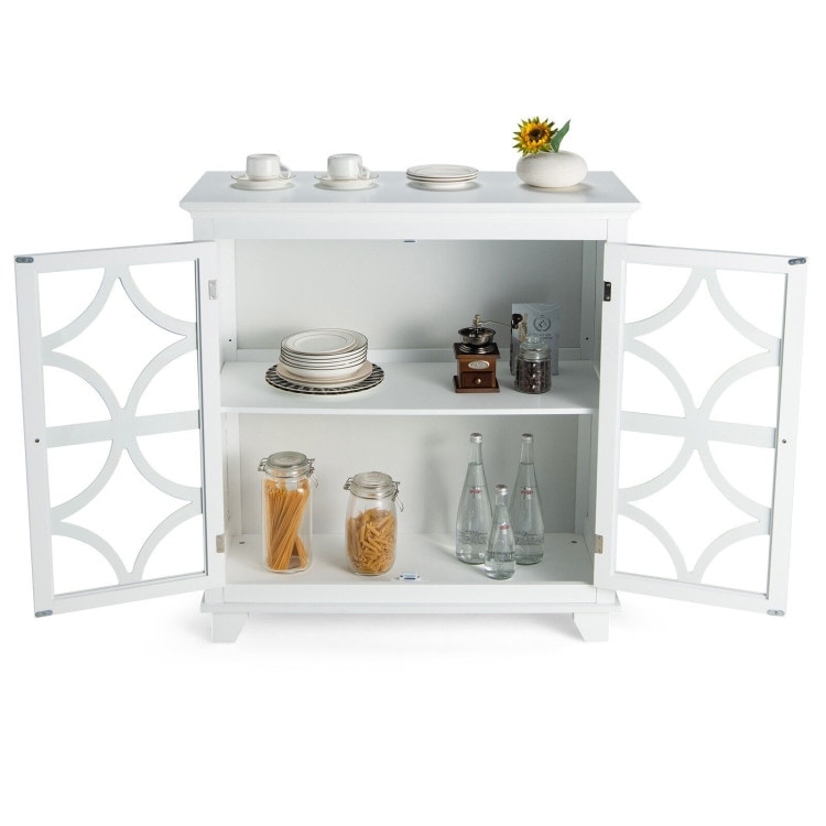 Kitchen Buffet Sideboard with Glass Doors and Adjustable Shelf   36\