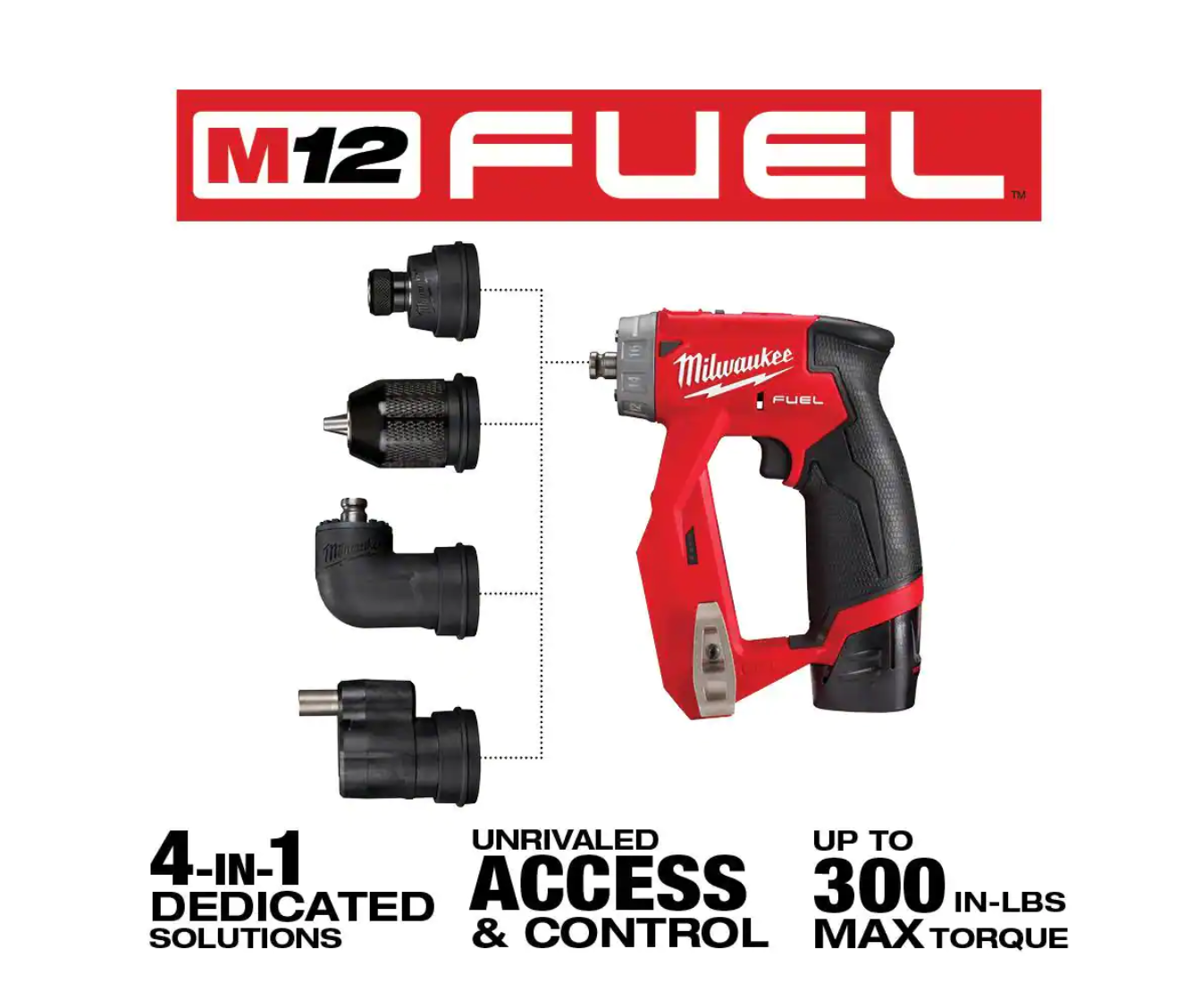 Milwaukee 2505-22-48-11-2420 M12 FUEL 12-Volt Lithium-Ion Brushless Cordless 4-in-1 Installation 3/8 in. Drill Driver Kit W/ Bonus 2.0Ah Battery