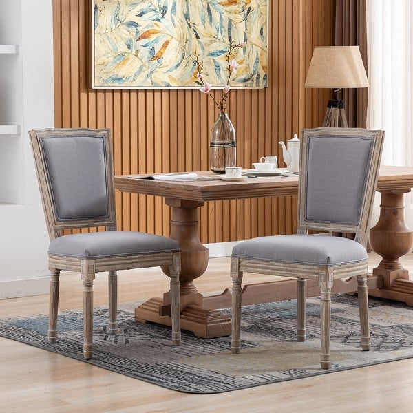 38.58 Inch French Dining Chair with Wooden Legs Upholstered High Back of Dining Room(Set of 2)