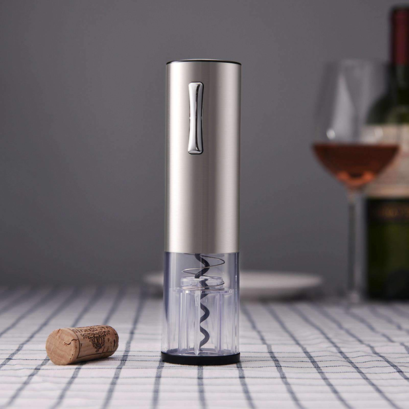 Silver Electric Wine Bottle Opener Kit Rechargeable Automatic Corkscrew Contains Foil Cutter Vacuum Stopper And Wine Aerator Pourer With Usb Charging