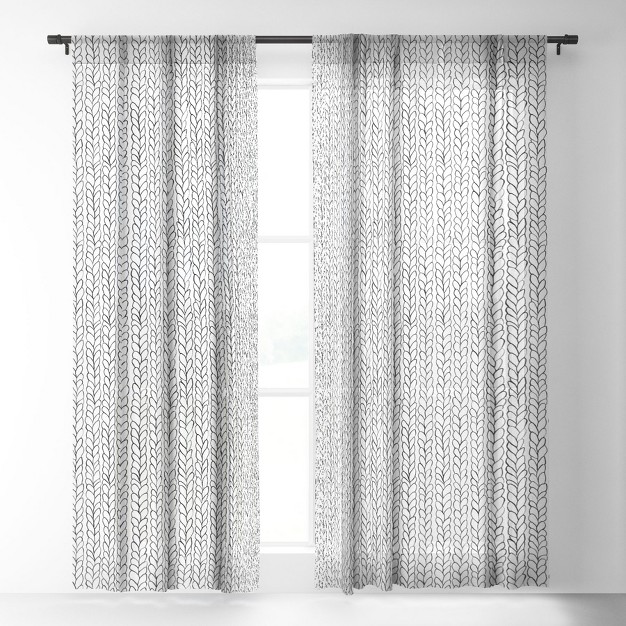 Ninola Design Wool Braids Drawing Single Panel Sheer Window Curtain Deny Designs