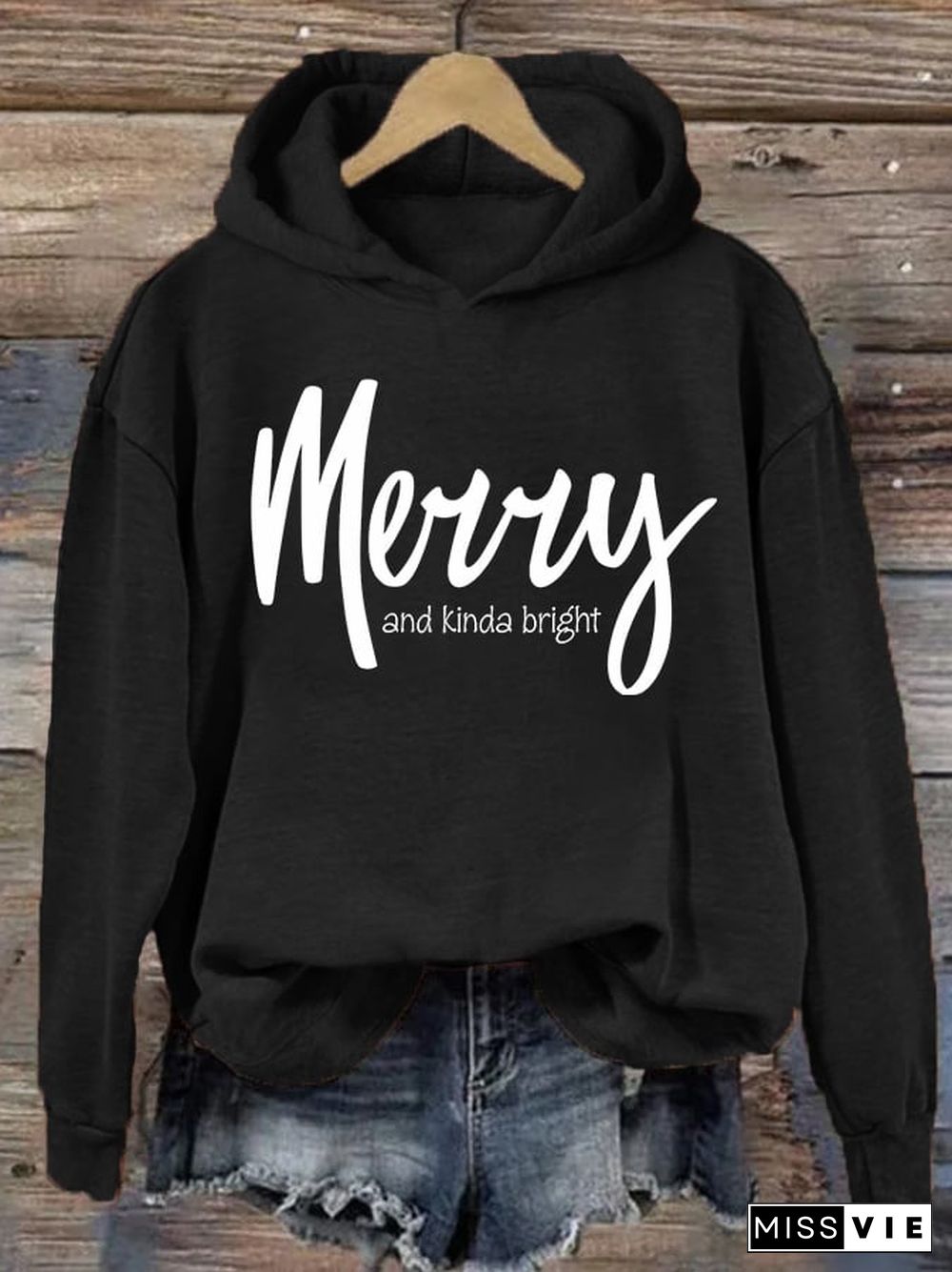 Women's Christmas Merry and kinda bright hoodie