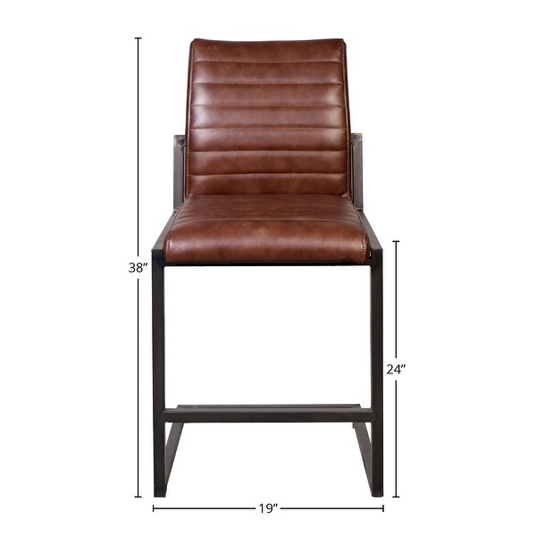 Greyson Genuine Full Grain Leather and Steel Modern Counter Stool - N/A