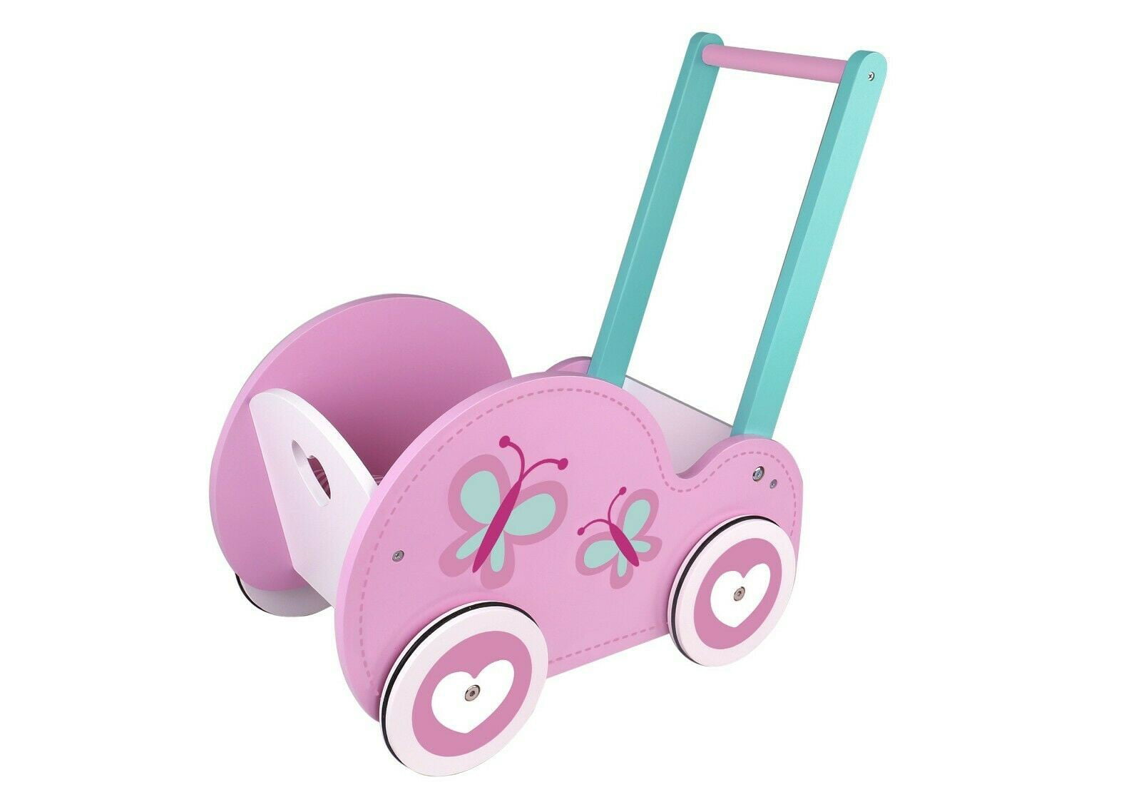 Toysters Wooden Push Walker Wagon for Toddlers | Adorable Baby Doll Carrier Bugg