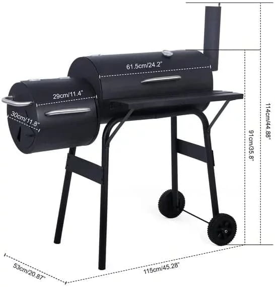 AEDILYS 27 inch Charcoal Barrel Grill with Offset Smoker