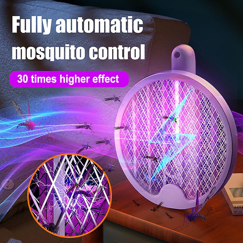 2-in-1 Foldable Mosquito Racket Electric Mosquito Killer Lamp Usb Rechargeable Mosquito Swatter Bug Zapper Matamoscas Electrico