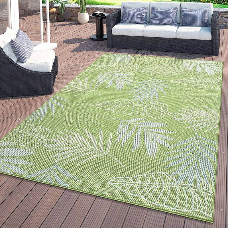 World Rug Gallery Contemporary Floral Leaves Indoor/Outdoor Waterproof Patio Area Rug