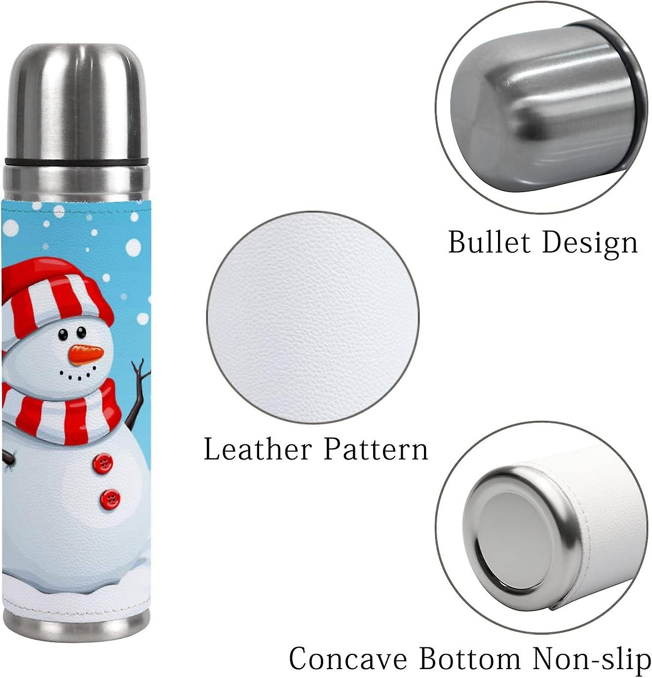 Insulated Mug Stainless Steel Water Bottle Christmas Snowman Vacuum Cup Travel Mug For Travel School Office