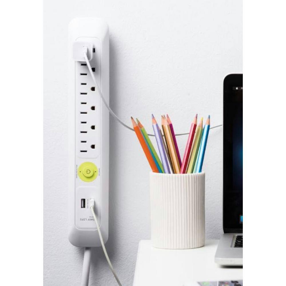 EasyLife Tech 6 ft. 6-Outlet 2-USB Power Strip Surge Protector - White 0-2518