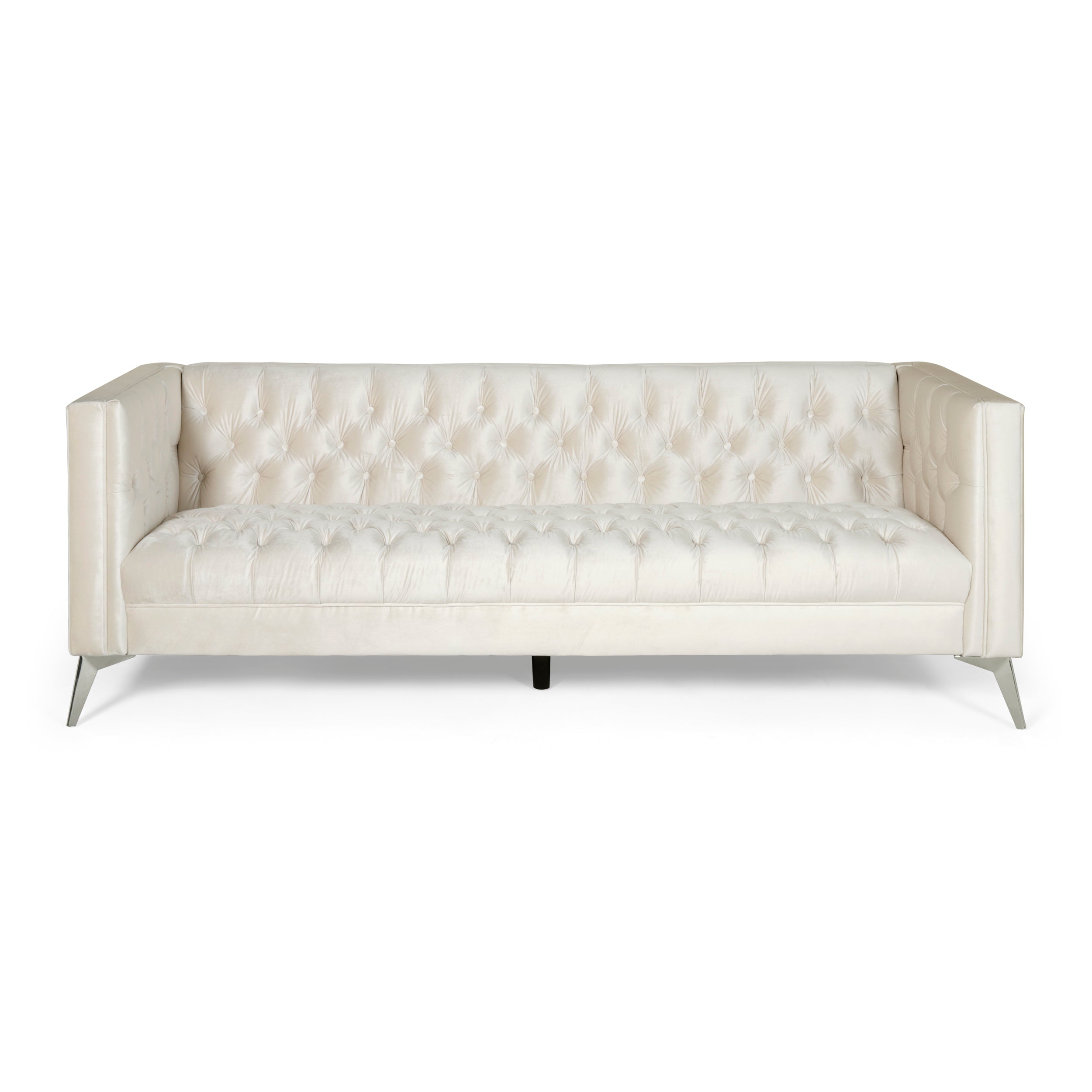 Harnoor Contemporary Tufted Velvet 3 Seater Sofa