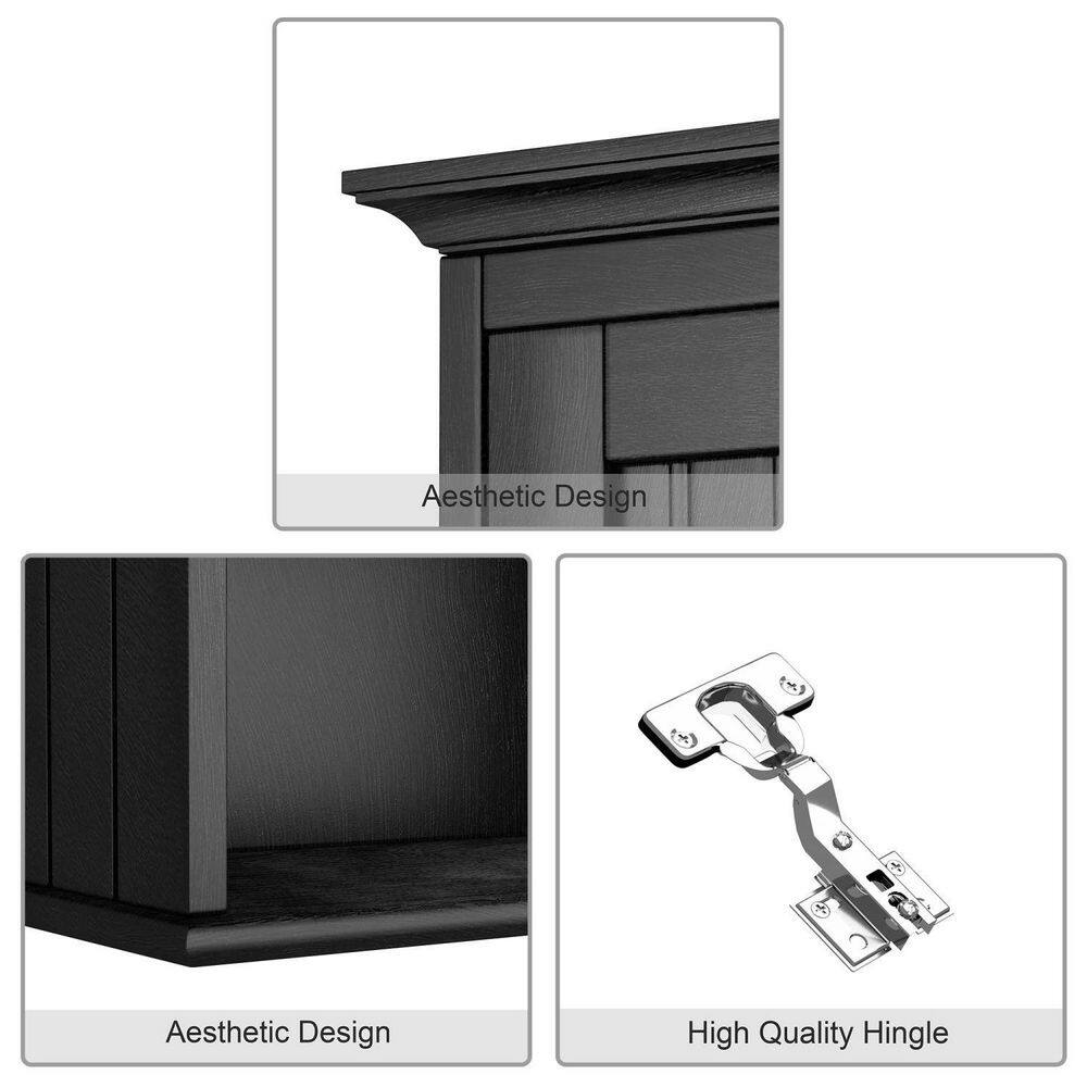 Dracelo 18.9 in. W x 9.25 in. D x 23.43 in. H Black Bathroom Wall Cabinet with Doors and Adjustable Shelf B09NNNKRBT