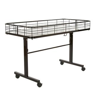 Econoco 48 in. L x 24 in. W x 31 in. H Black Metal Grid 4-Wheeled Folding Storage Table DT48B