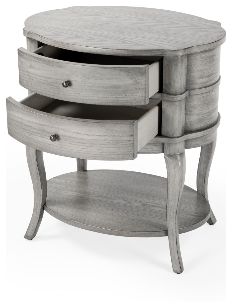 Jarvis Oval 2 Drawer Side Table   Farmhouse   Side Tables And End Tables   by HedgeApple  Houzz