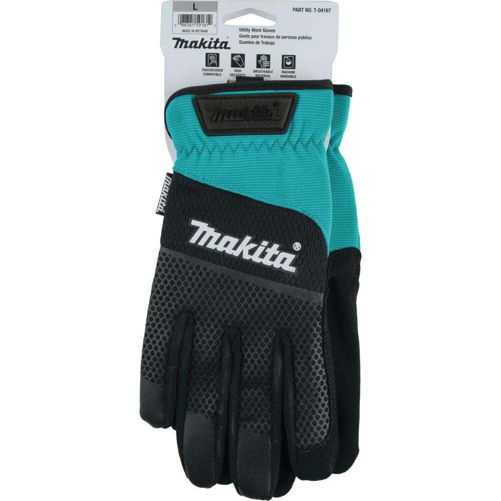 Makita Utility Work Gloves Open Cuff Flexible Protection Large T-04167 from Makita