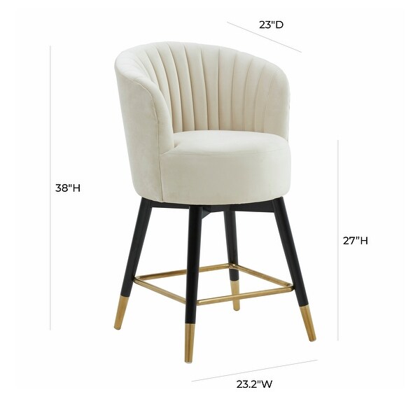 Liana Cream Velvet Swivel Stool by Inspire Me! Home Decor