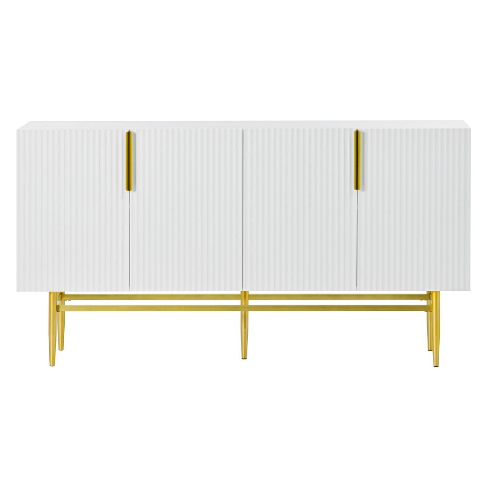 4 door Sideboard Gold Metal Handle Buffet Cabinet for Dining Room