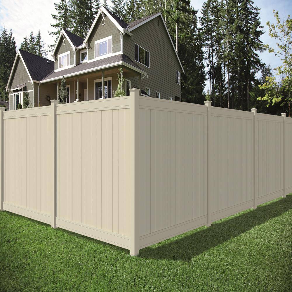 Veranda Pro-Series 6 ft. H x 6 ft. W Tan Vinyl Woodbridge Privacy Fence Panel 118663