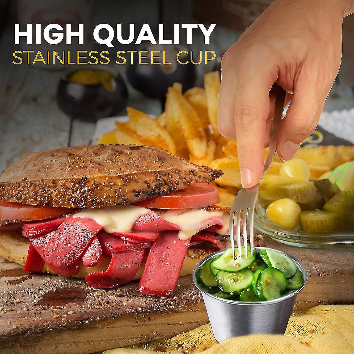 12 Pcs Stainless Steel Condiment Sauce Cups Great For Dipping