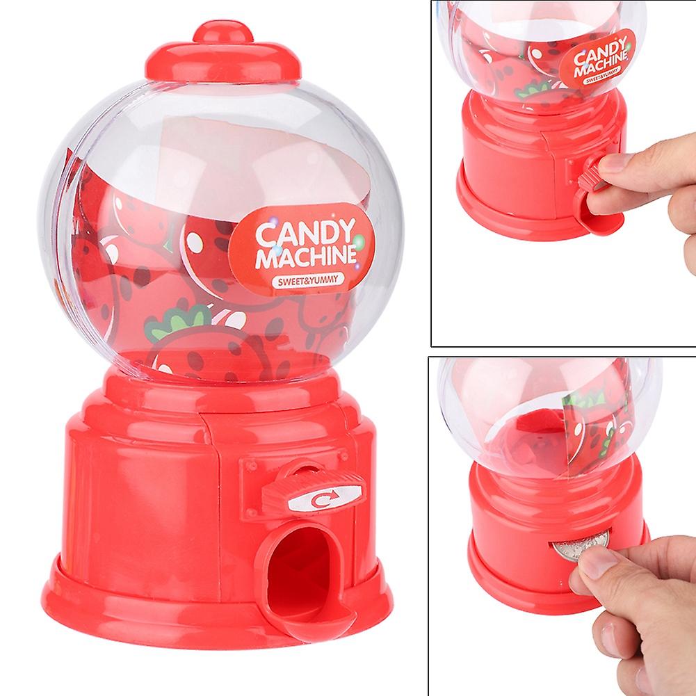 Portable Children Candy Machine Plastic Mini Gumballs Dispenser Kids Kindergarten Gift(red)