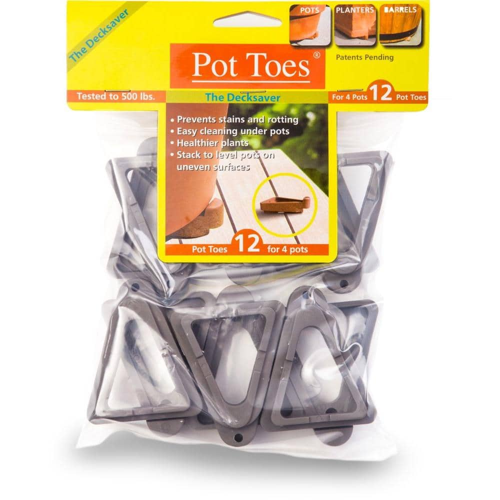 The Plant Stand 2-1/4 in. W x 2-3/4 in. L Dark Gray Plastic Pot Toes (12-Pack) PTC-12DGHT